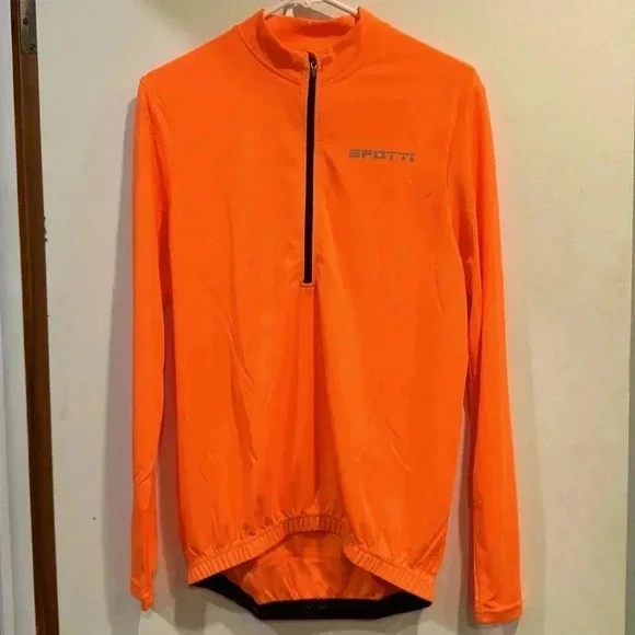 Spotti Neon Orange Long Sleeve Cycling Jersey - Medium - Picture 1 of 5